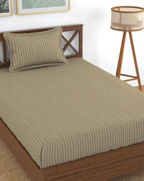 Striped Single Bedsheet with Pillow Cover-image-49