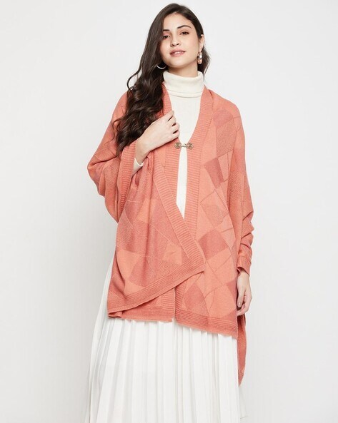 Women Geometric Pattern Stole with Hook Closure Price in India