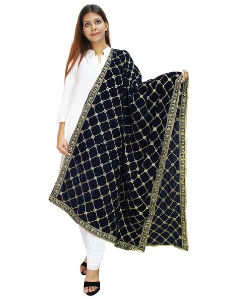 Checked Embroidered Dupatta Price in India