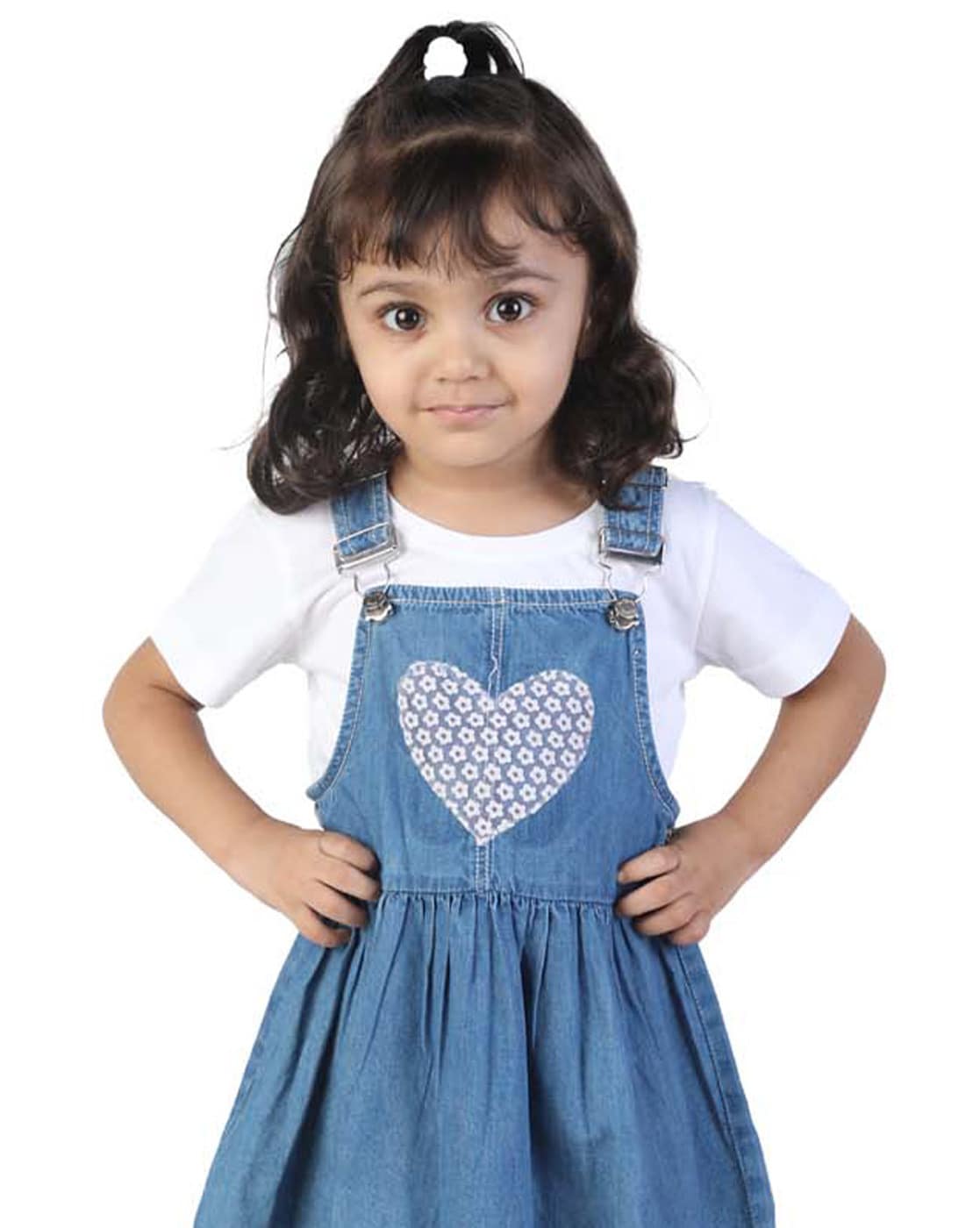 Buy Blue Color Full Sets Casual Wear Denim Dungaree Dress with T-Shirt Set  Clothing for Girl Jollee