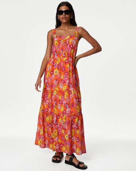 Marks & Spencer Floral Print Maxi Tiered Dress