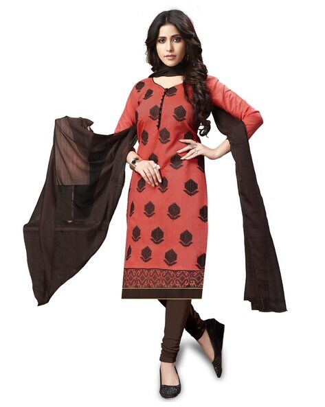 Embroidered Semi-Stitched Straight Dress Material hai Price in India