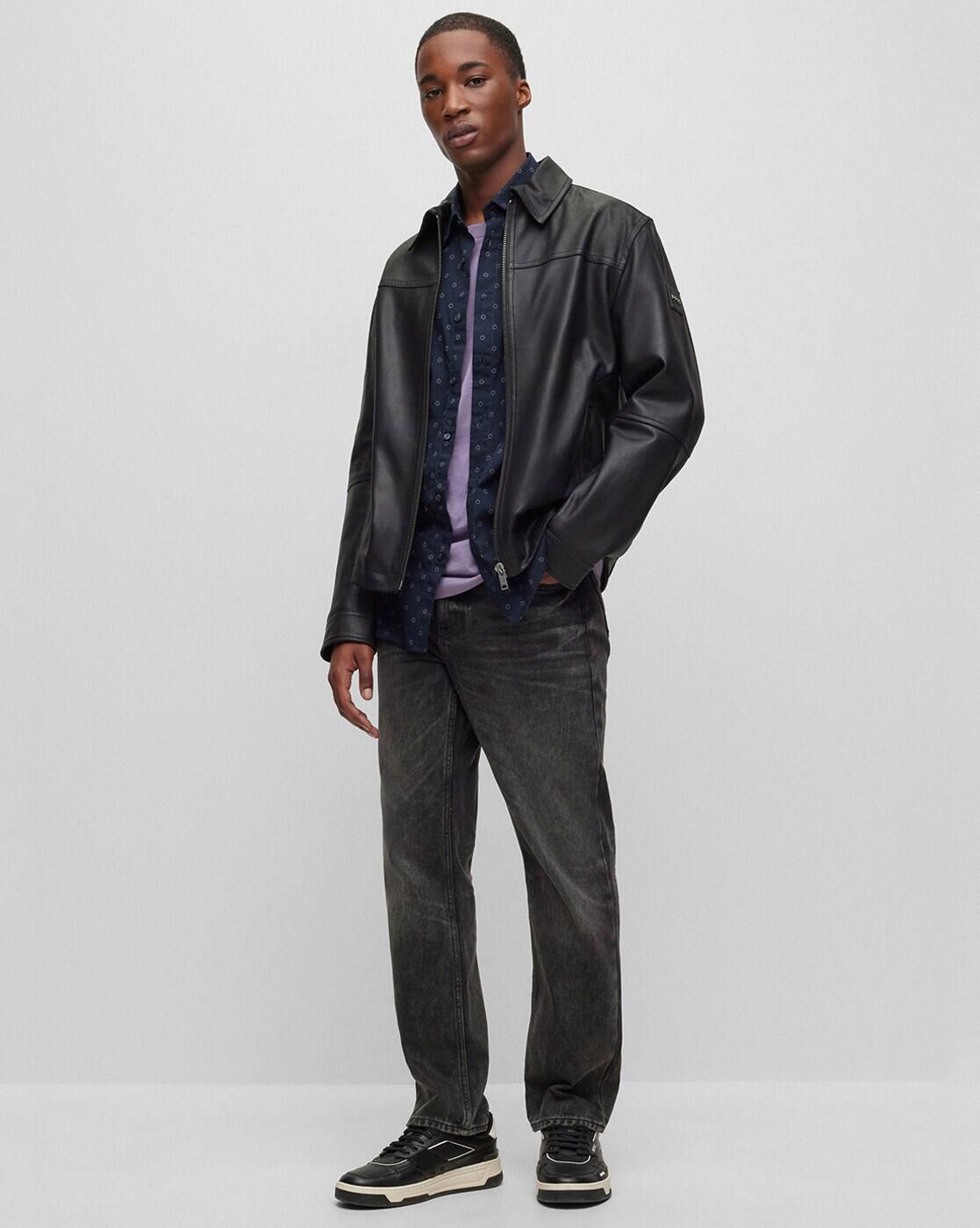 Buy BOSS Nappalan Goat Suede Regular Fit Jacket | Black Color Men