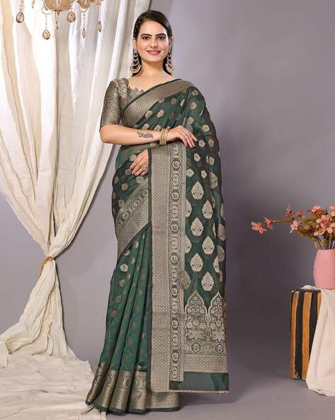 Gray Organza Silk Saree