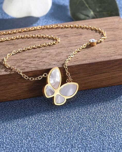 Opal & Diamond Butterfly Necklace - Nuha Jewelers