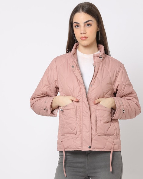 Pink quilted outlet jackets