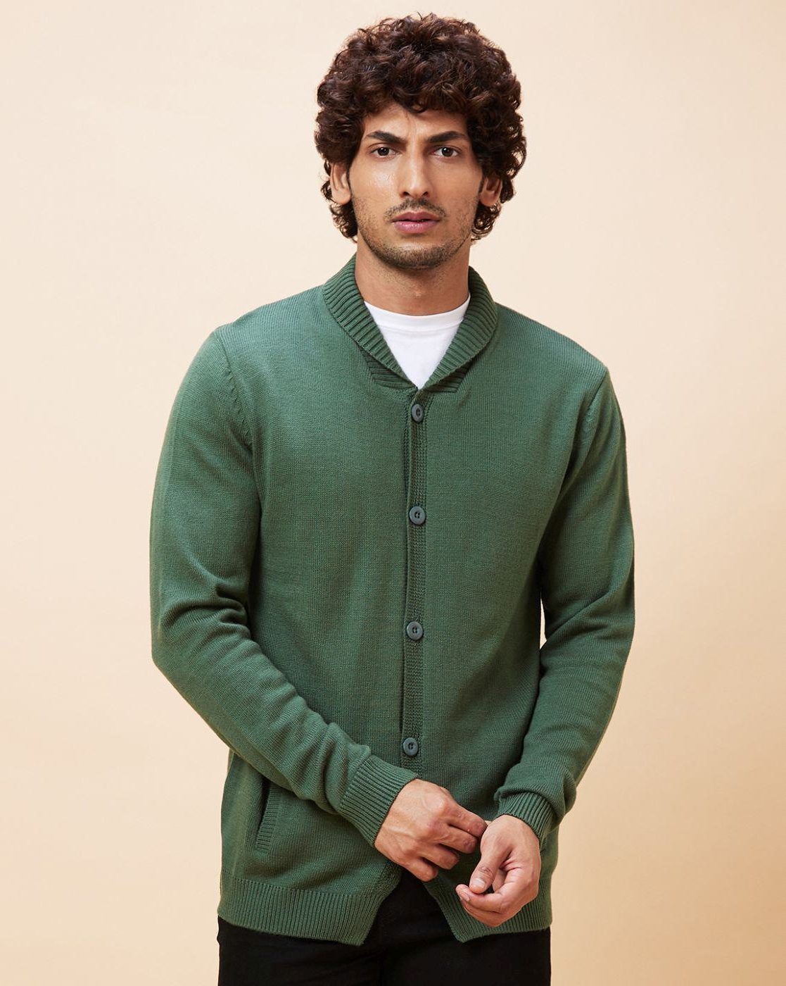 Dark green cardigan on sale men