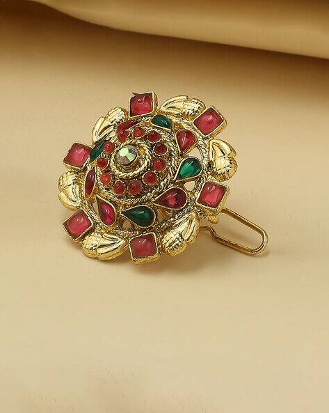 Oomph Gold-Plated Stone-Studded Hair Pin