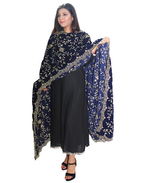 Leaf Print Dupatta with Embroidery Price in India