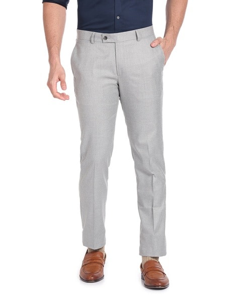 Buy Arrow Blue Regular Fit Trousers for Mens Online @ Tata CLiQ