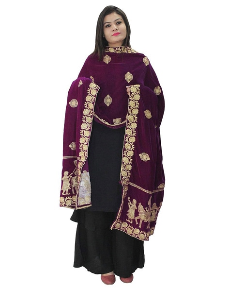 Block Print Embroidered Dupatta Price in India