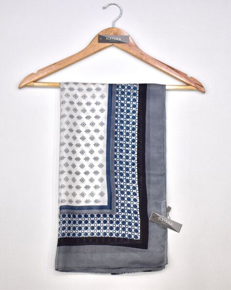 Geometric Print Stole with Thick Border Price in India