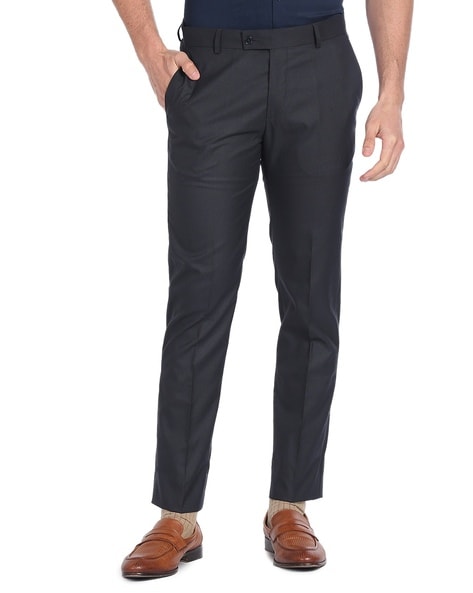 Mid-Rise Flat-Front Trousers