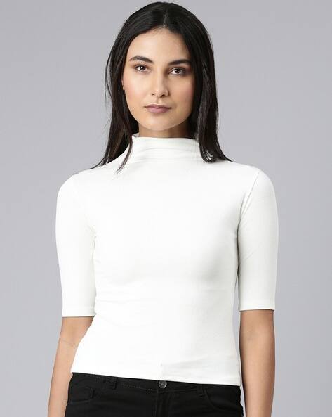 Ribbed T-Shirt with Short Sleeves