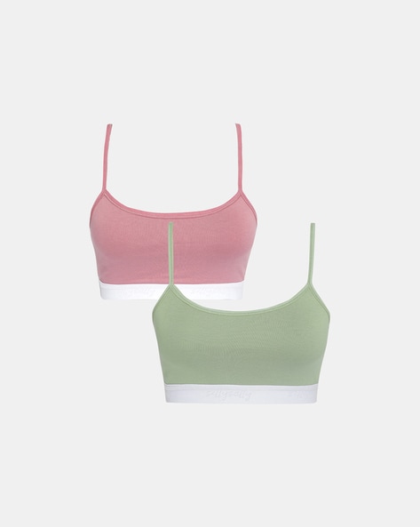 Buy Sillysally White Solid Beginners Bra (Pack of 2) online