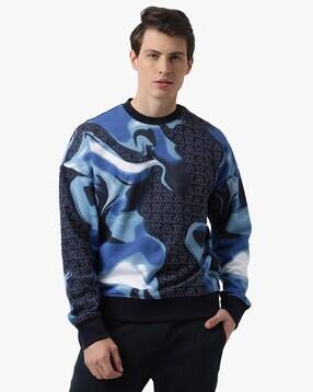 armani exchange Organic Cotton Sweatshirt with All-Over Print-picture-29