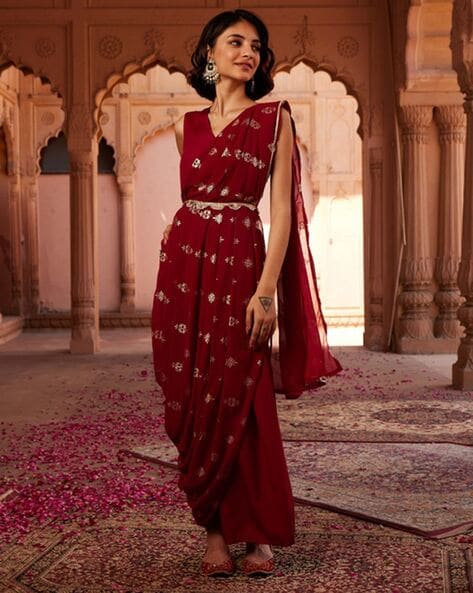 Buy FABCARTZ South Indian Traditonal Wedding Half Saree for Women (Maroon &  Purple) Online at Best Prices in India - JioMart.