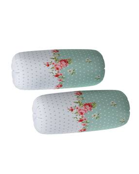 Set of 2 Floral Print Bolster Covers 32" x 16"-image-4