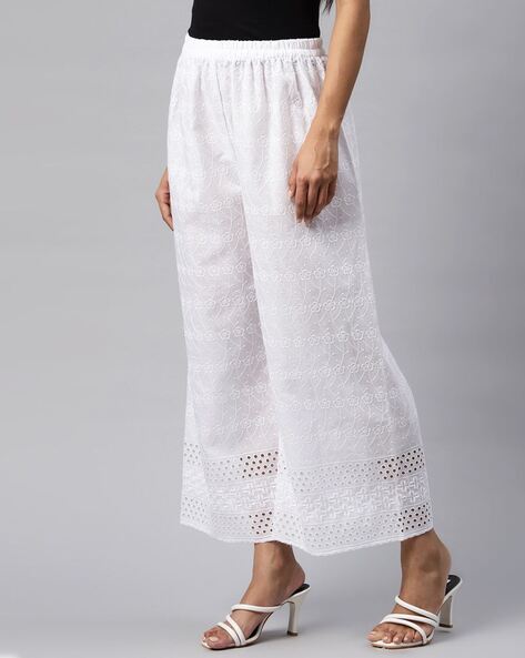 White cotton palazzo by Jaipuri Jazz | The Secret Label