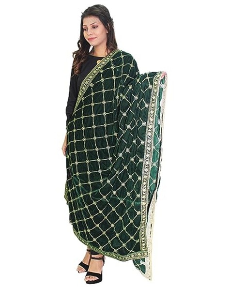 Checked Embroidered Dupatta Price in India