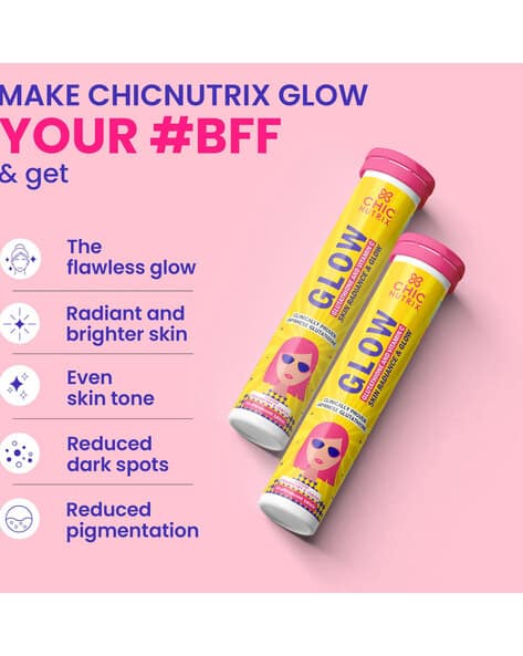 chicnutrix glow glutathione and vitamin c  *Why Glutathione?* Because your deserves the best!  500mg of *100% Pure Japanese + C* in a yummy Strawberry Lemon fizz. Clinically proven for oral absorption with Chicnutrix Glow Glutathione Supplement for