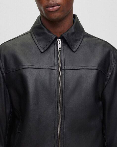 Buy BOSS Nappalan Goat Suede Regular Fit Jacket | Black Color Men