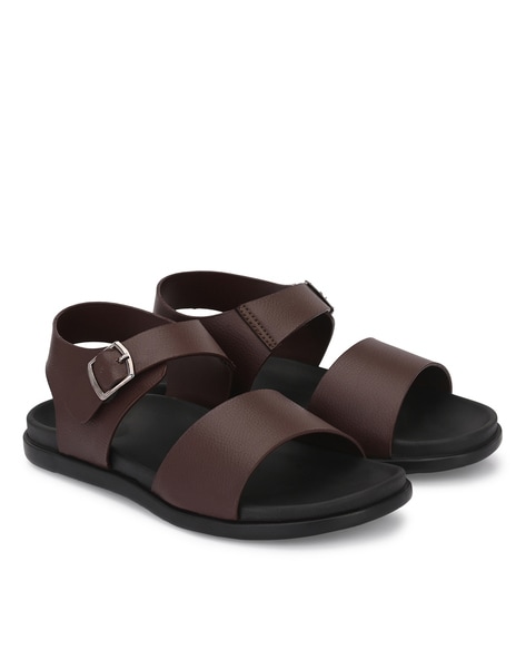 Men's Italian Davinci 4556 Leather Close Toe Sandals Black