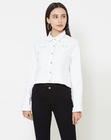 White denim sale jacket womens india