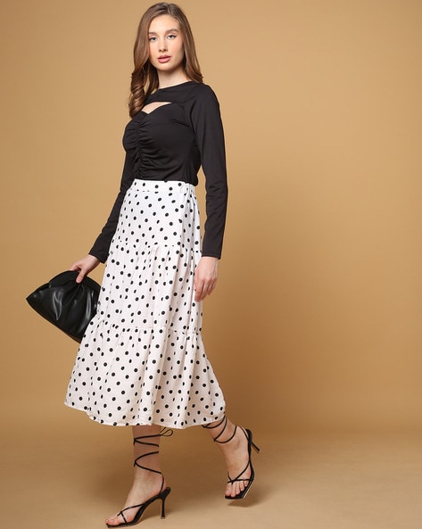 Polka dot layered clearance skirt