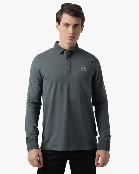 Armani exchange long sleeve hot sale polo