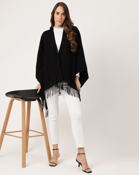 Front-Open Poncho with Tassels Price in India