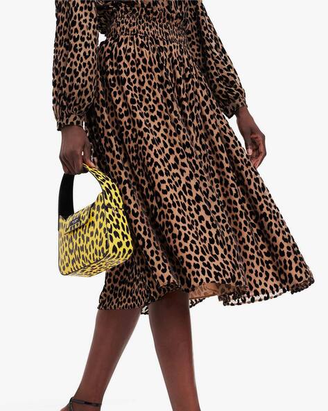 Leopard Jacquard Midi Skirt