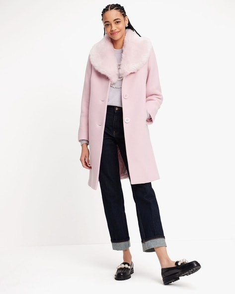 Kate spade pink faux sale fur coat