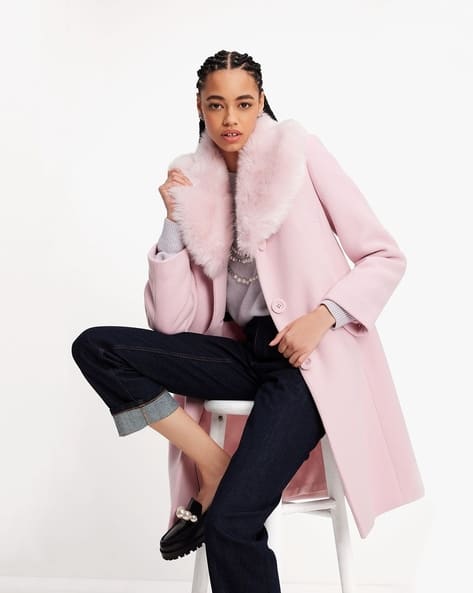 kate spade  ウール フェイクファー  コート  ビビットピンク kate spade ウール フェイクファー コート ビビットピンク
