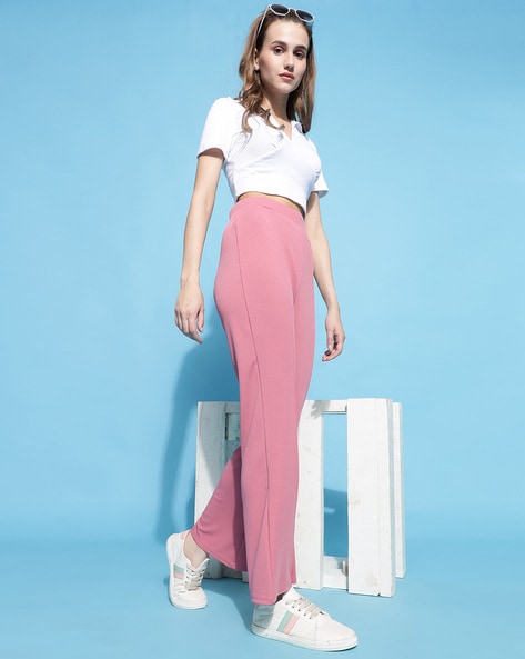 Buy Peach Trousers & Pants for Women by FITHUB Online