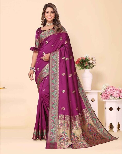 Buy PURPLE Sarees for Women by Indie Picks Online