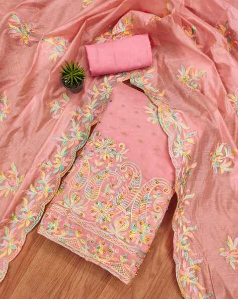 Buy Pink Dress Material for Women by Kritva Fashion Online