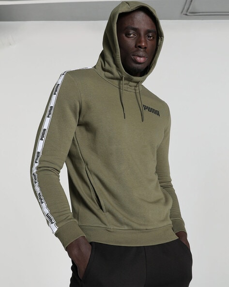 Mens green puma hoodie hotsell