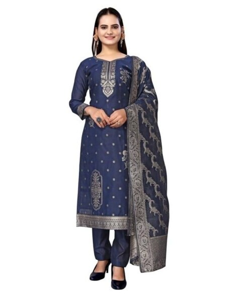 3-Piece Embellished Unstitched Dress Material Price in India
