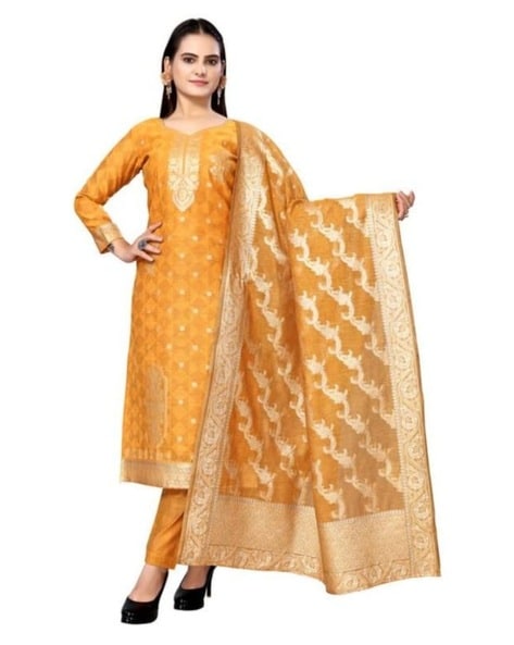 3-Piece Embellished Unstitched Dress Material Price in India