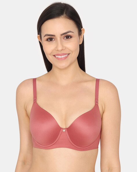 Buy Zivame Padded Non Wired 3-4th Coverage T-Shirt Bra Peach Pearl online