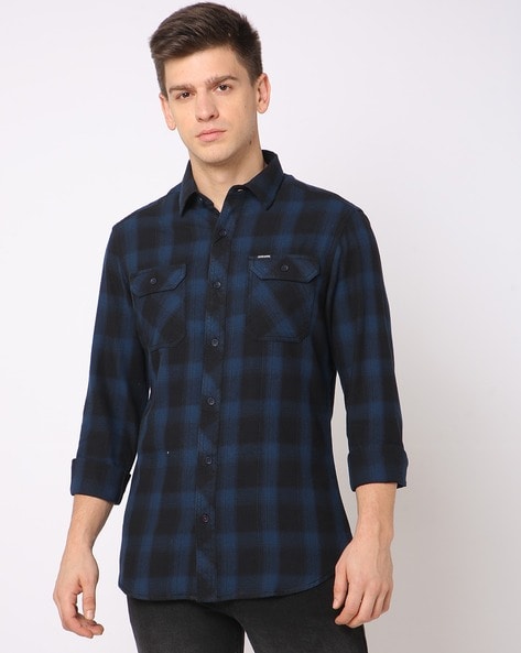 Men Checked Slim Fit Shirt