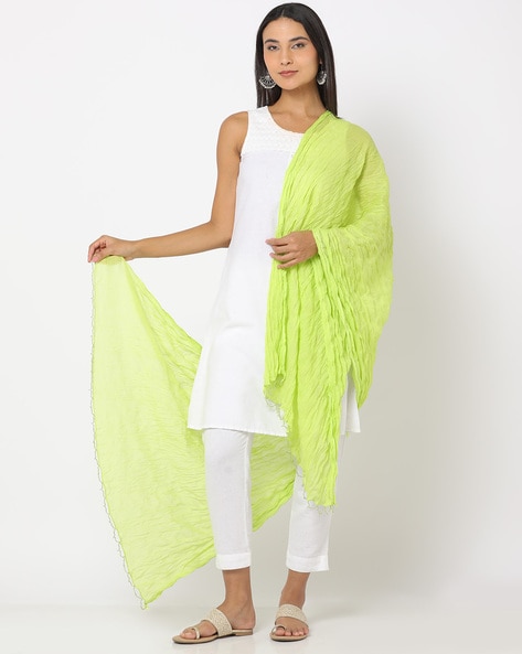 Crushed Dupatta with Beaded Border Price in India