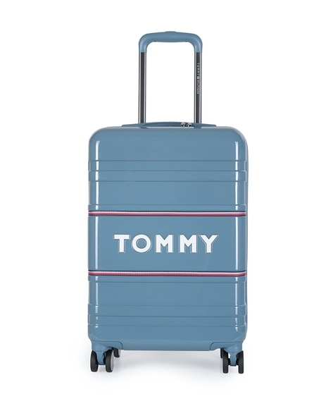Tommy Hilfiger Fieldhouse Tan Blue Red Canvas Rolling Luggage Bag 23