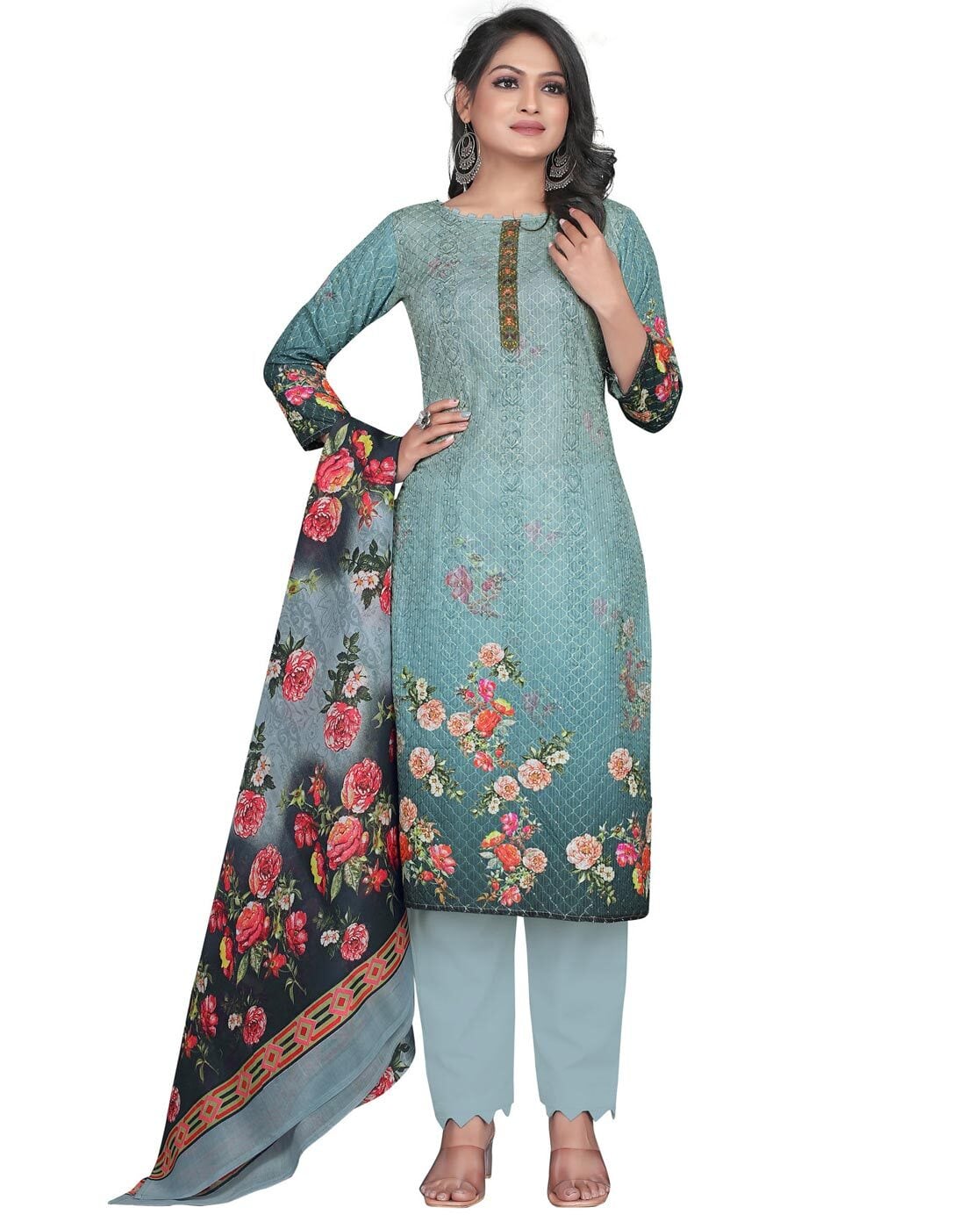 Pink Blue Manglagiri Cotton Dress Fabric, Digital Prints at Rs 499/piece in  Pedana