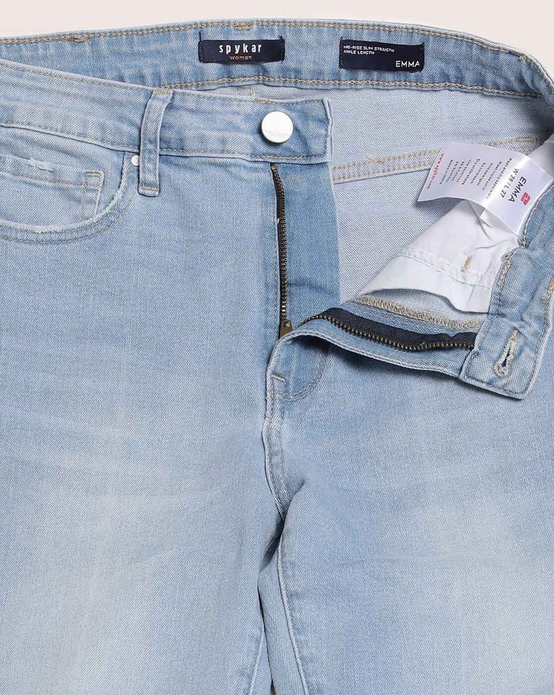 Spykar Light Blue Cotton Stretch Slim Fit Tapered Length Jeans For Men  (Kano) - knnos009lightblue