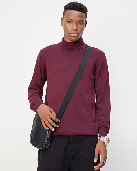 Burgundy ribbed turtleneck best sale