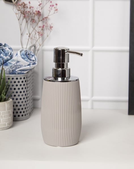 Grey bathroom store soap dispenser