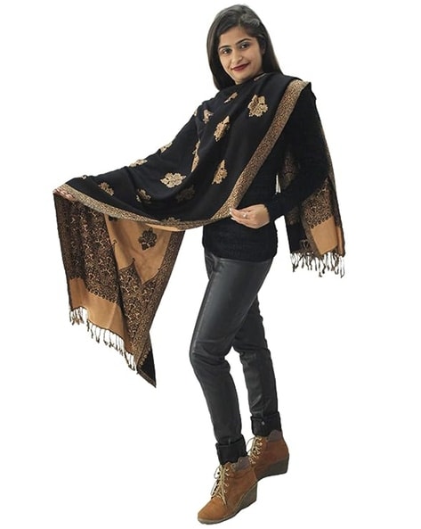 Women Woven Stole with Tassels Price in India