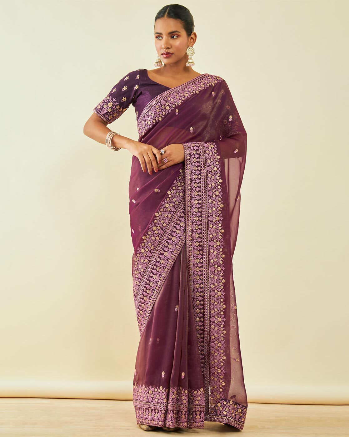 Buy Peach Sarees for Women by SOCH Online | Ajio.com